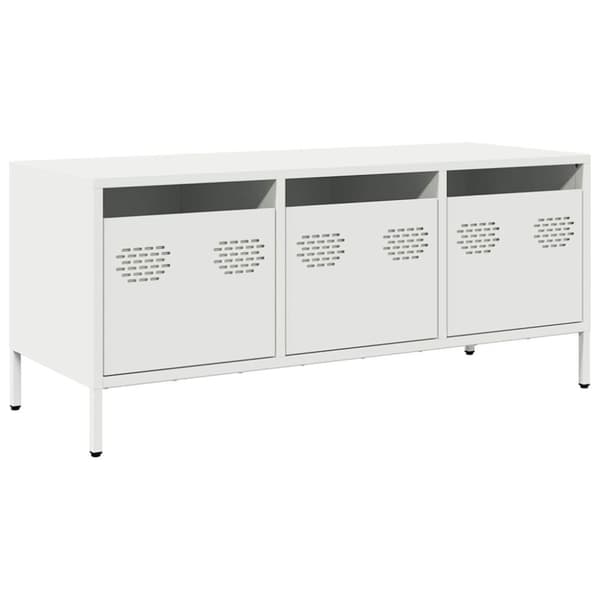 vidaXL TV-benk hvit 101,5x39x43,5 cm kaldvalset stål
