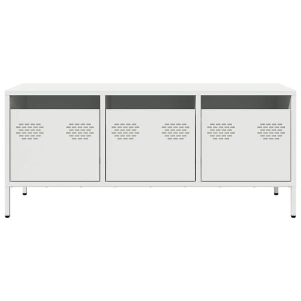 vidaXL TV-benk hvit 101,5x39x43,5 cm kaldvalset stål