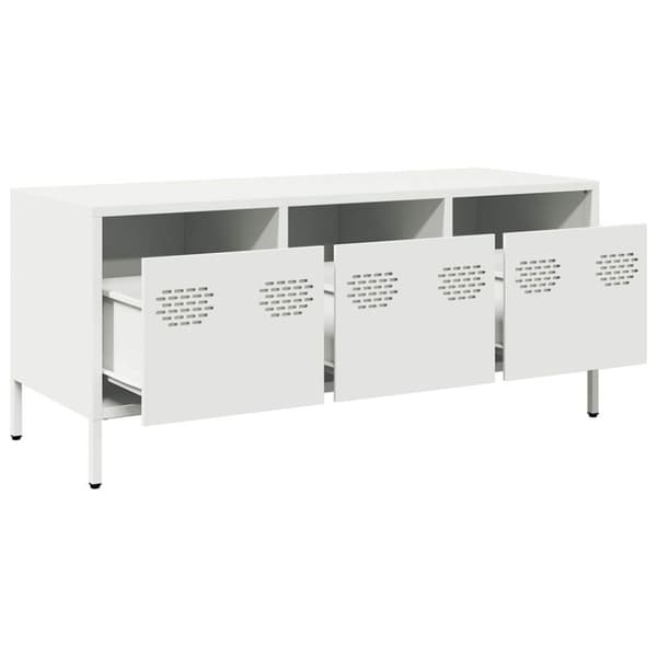 vidaXL TV-benk hvit 101,5x39x43,5 cm kaldvalset stål