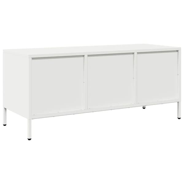 vidaXL TV-benk hvit 101,5x39x43,5 cm kaldvalset stål