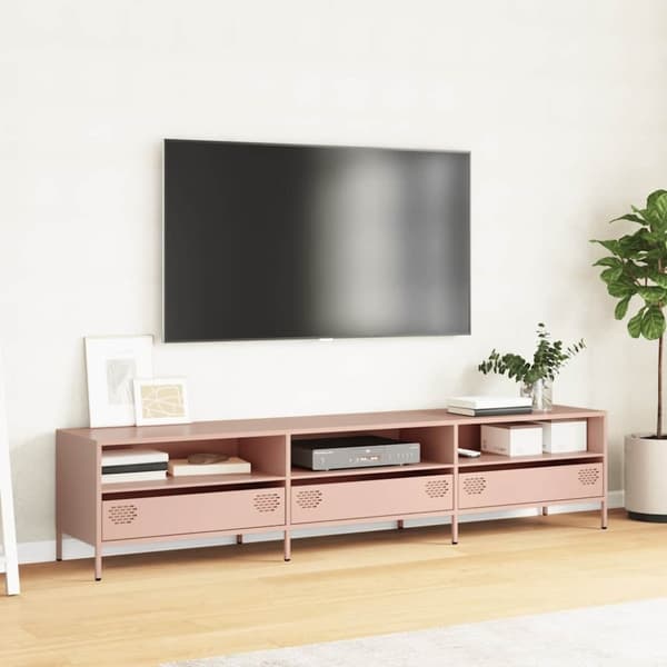 vidaXL TV-benk rosa 202x39x43,5 cm kaldvalset stål