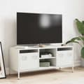 Miniatyrbilde 4 av 11: vidaXL TV-benk hvit 101,5x39x43,5 cm kaldvalset stål