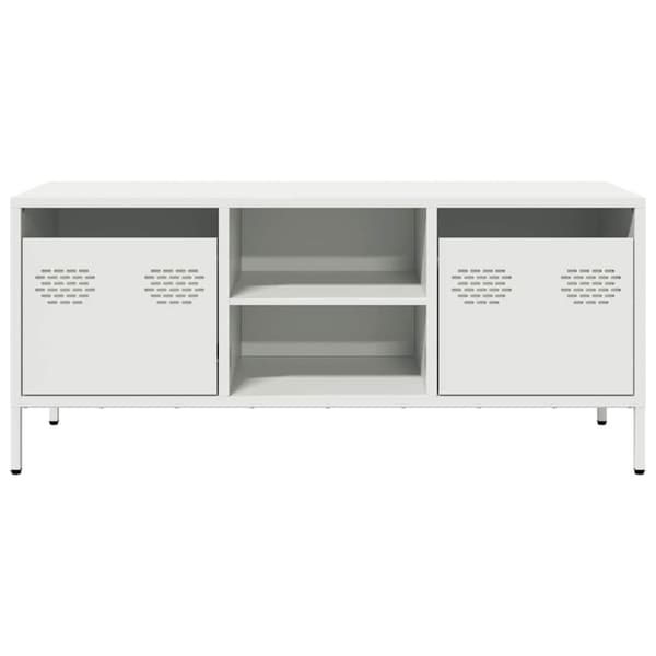 vidaXL TV-benk hvit 101,5x39x43,5 cm kaldvalset stål