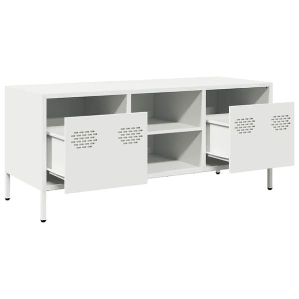 vidaXL TV-benk hvit 101,5x39x43,5 cm kaldvalset stål