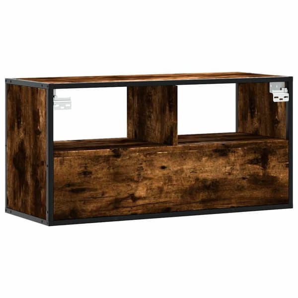 vidaXL TV-benk røkt eik 80x31x39,5 cm konstruert tre og metall