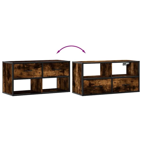 vidaXL TV-benk røkt eik 80x31x39,5 cm konstruert tre og metall
