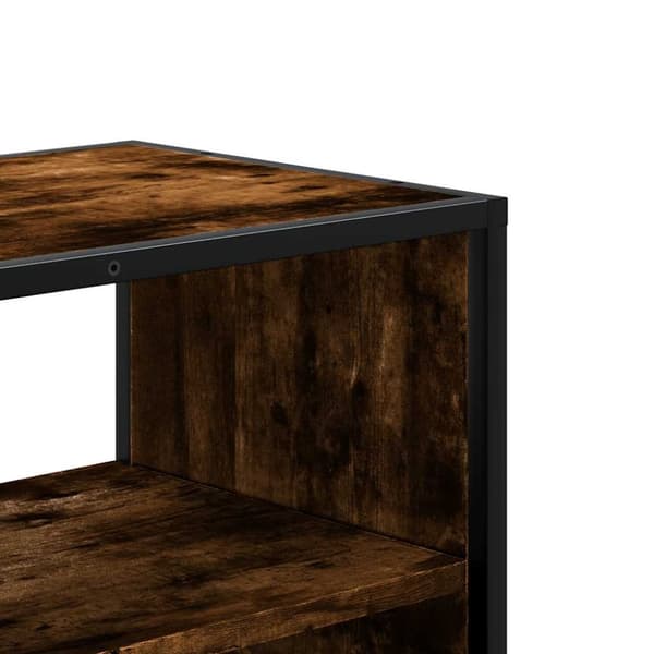 vidaXL TV-benk røkt eik 80x31x39,5 cm konstruert tre og metall