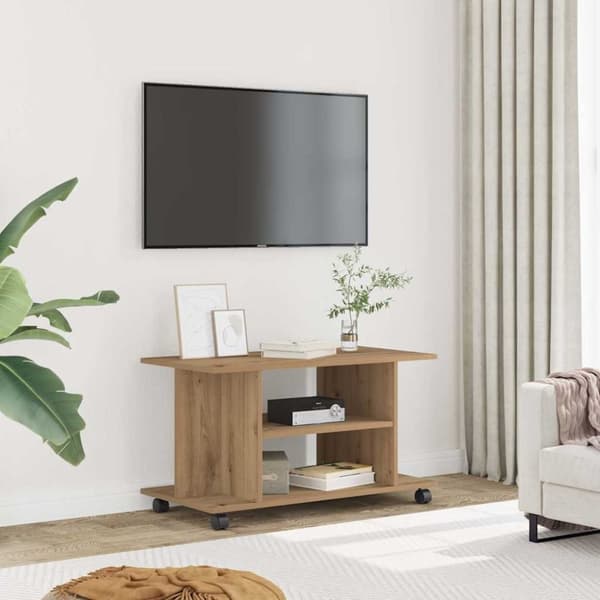 vidaXL TV-kaappi pyörillä käsityöläinen tammi 80x40x45 cm tekninen puu