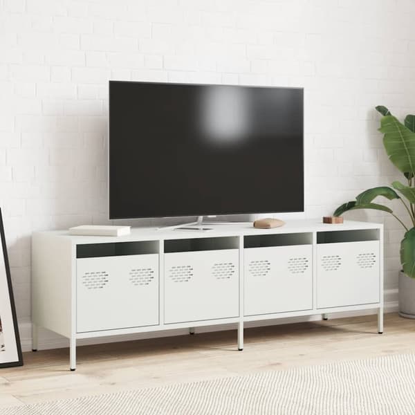 vidaXL TV-benk hvit 135x39x43,5 cm kaldvalset stål