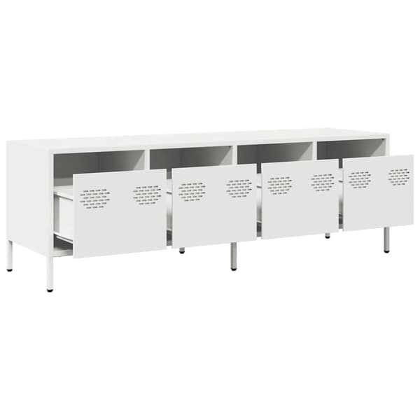 vidaXL TV-benk hvit 135x39x43,5 cm kaldvalset stål