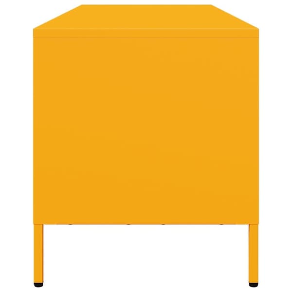 vidaXL TV-benk sennepsgul 135x39x43,5 cm kaldvalset stål