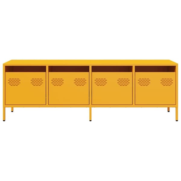 vidaXL TV-benk sennepsgul 135x39x43,5 cm kaldvalset stål