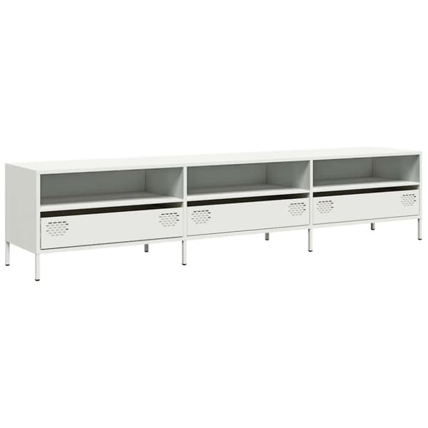 vidaXL TV-benk hvit 202x39x43,5 cm kaldvalset stål