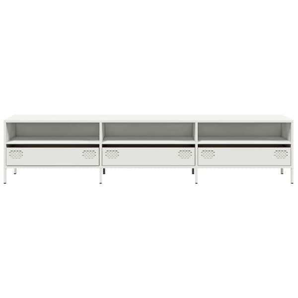vidaXL TV-benk hvit 202x39x43,5 cm kaldvalset stål