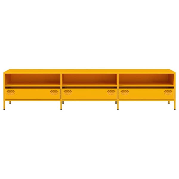 vidaXL TV-benk sennepsgul 202x39x43,5 cm kaldvalset stål