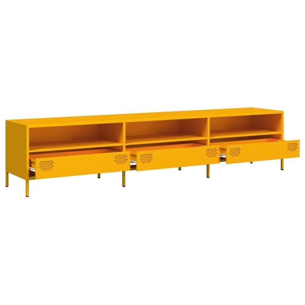 vidaXL TV-benk sennepsgul 202x39x43,5 cm kaldvalset stål