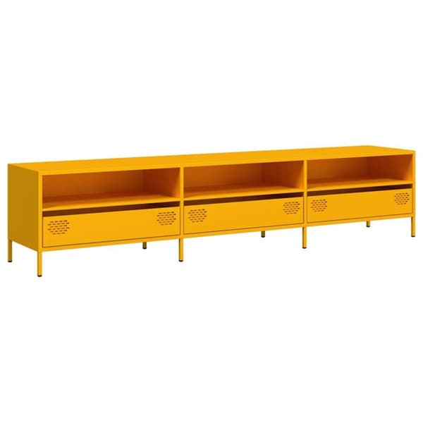 vidaXL TV-benk sennepsgul 202x39x43,5 cm kaldvalset stål