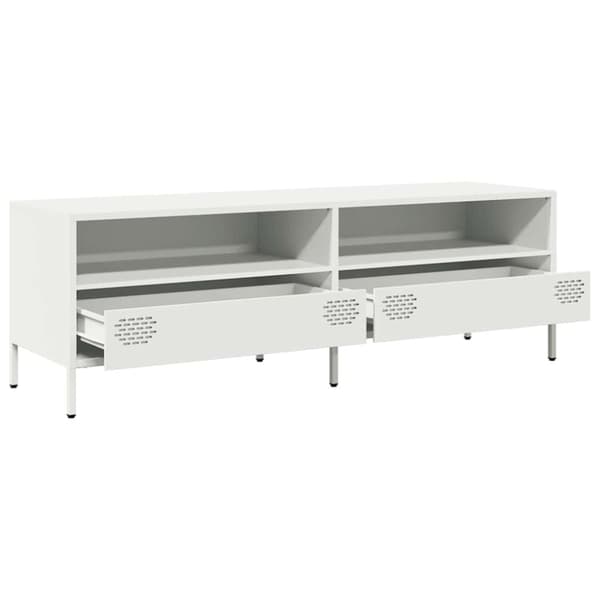 vidaXL TV-benk hvit 135x39x43,5 cm kaldvalset stål
