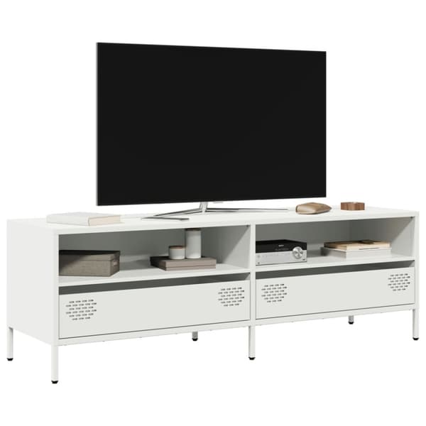 vidaXL TV-benk hvit 135x39x43,5 cm kaldvalset stål