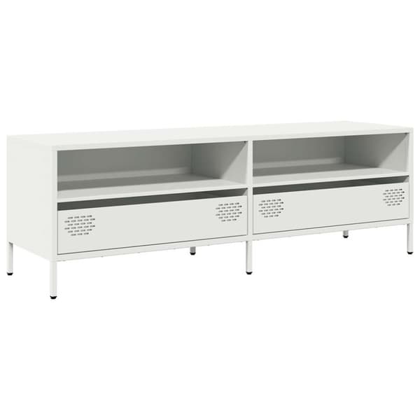 vidaXL TV-benk hvit 135x39x43,5 cm kaldvalset stål