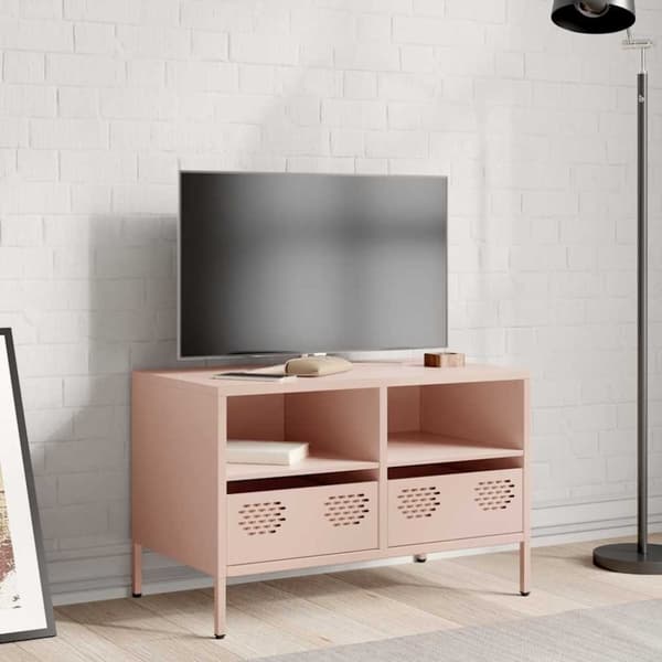 vidaXL TV-taso pinkki 68x39x43,5 cm kylmävalssattu teräs