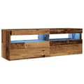 Miniatyrbilde 4 av 11: vidaXL TV-benk med LED-lys gammelt tre 120x35x40 cm konstruert tre