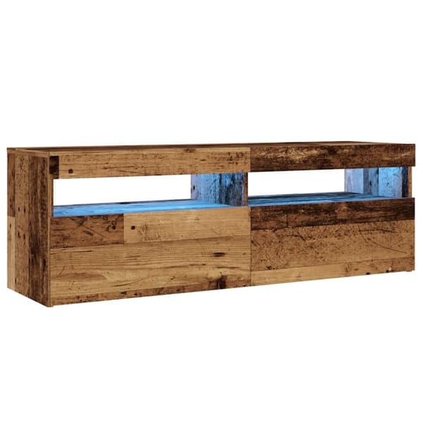 vidaXL TV-benk med LED-lys gammelt tre 120x35x40 cm konstruert tre
