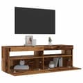 Miniatyrbilde 6 av 11: vidaXL TV-benk med LED-lys gammelt tre 120x35x40 cm konstruert tre