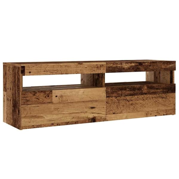 vidaXL TV-benk med LED-lys gammelt tre 120x35x40 cm konstruert tre