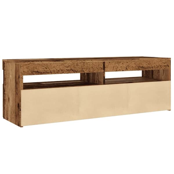 vidaXL TV-benk med LED-lys gammelt tre 120x35x40 cm konstruert tre
