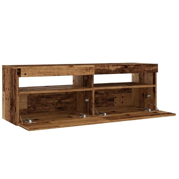 vidaXL TV-benk med LED-lys gammelt tre 120x35x40 cm konstruert tre