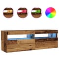 Miniatyrbilde 1 av 11: vidaXL TV-benk med LED-lys gammelt tre 120x35x40 cm konstruert tre