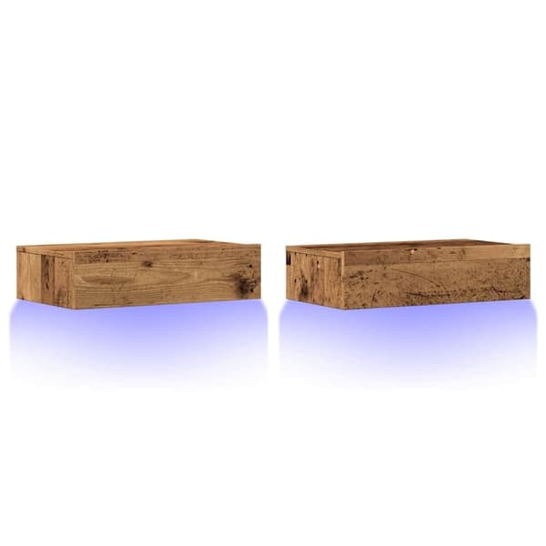 vidaXL Tv-bänk med LED-belysning 2 st åldrat trä 60x35x15,5 cm