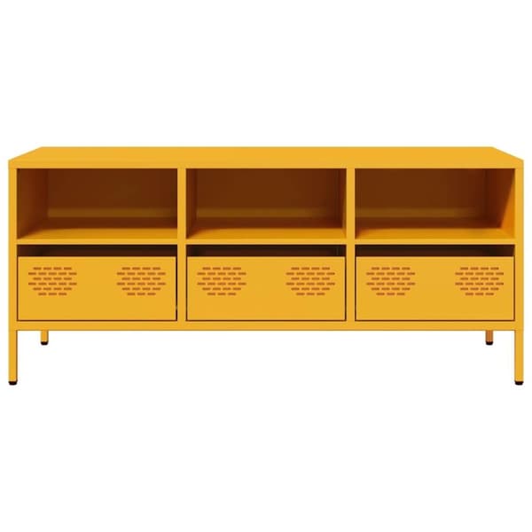 vidaXL TV-taso sinapinkeltainen 101,5x39x43,5 cm kylmävalssattu teräs