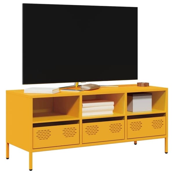 vidaXL TV-taso sinapinkeltainen 101,5x39x43,5 cm kylmävalssattu teräs
