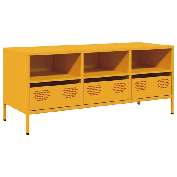 vidaXL TV-taso sinapinkeltainen 101,5x39x43,5 cm kylmävalssattu teräs