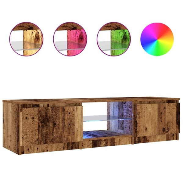 vidaXL tv-bord m. LED-lys 140x40x35,5 cm konstrueret træ antikt træ