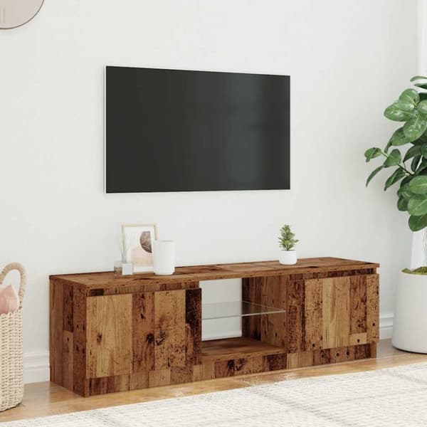 vidaXL tv-bord m. LED-lys 140x40x35,5 cm konstrueret træ antikt træ