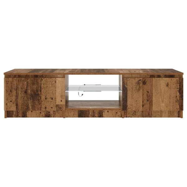 vidaXL tv-bord m. LED-lys 140x40x35,5 cm konstrueret træ antikt træ