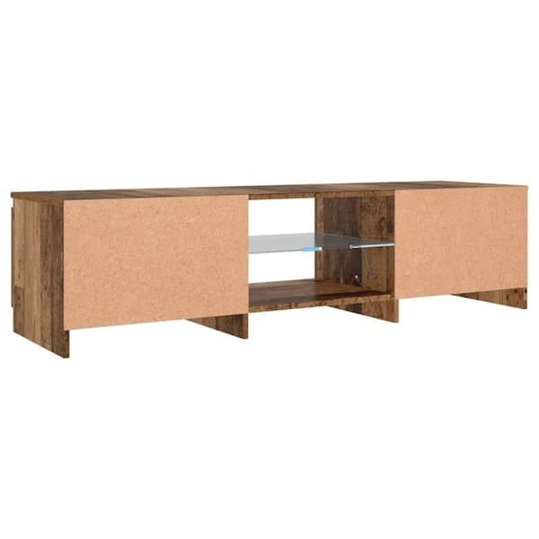 vidaXL tv-bord m. LED-lys 140x40x35,5 cm konstrueret træ antikt træ