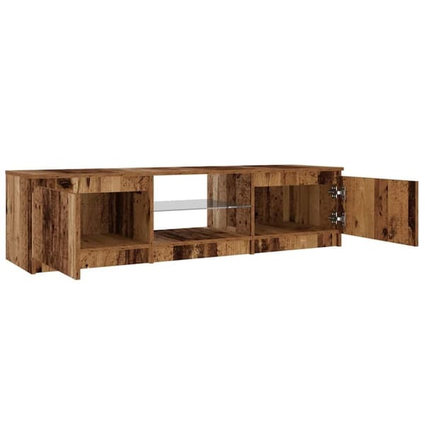vidaXL tv-bord m. LED-lys 140x40x35,5 cm konstrueret træ antikt træ