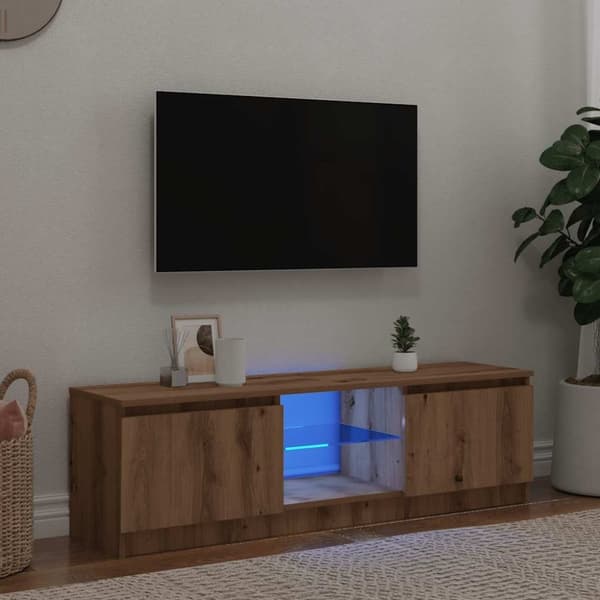 vidaXL TV-benk med LED-lys artisan eik 120x30x36 cm konstruert tre