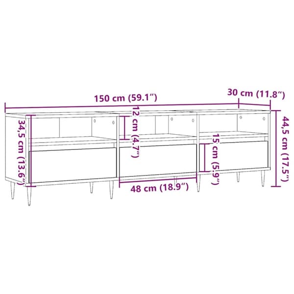 vidaXL TV-benk artisan eik 150x30x44,5 cm konstruert tre