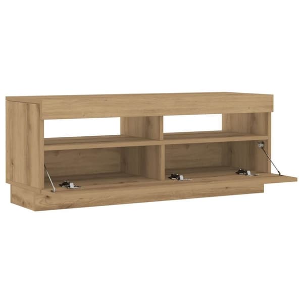 vidaXL tv-bord med LED-lys 100x35x40 cm konstrueret træ kunsteg