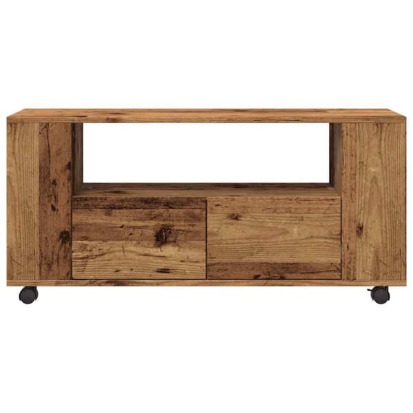 vidaXL TV-benk med hjul gammelt tre 102x34,5x43 cm konstruert tre
