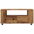 Miniatyrbilde 5 av 11: vidaXL TV-benk med hjul gammelt tre 102x34,5x43 cm konstruert tre