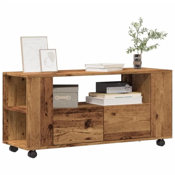 vidaXL TV-benk med hjul gammelt tre 102x34,5x43 cm konstruert tre