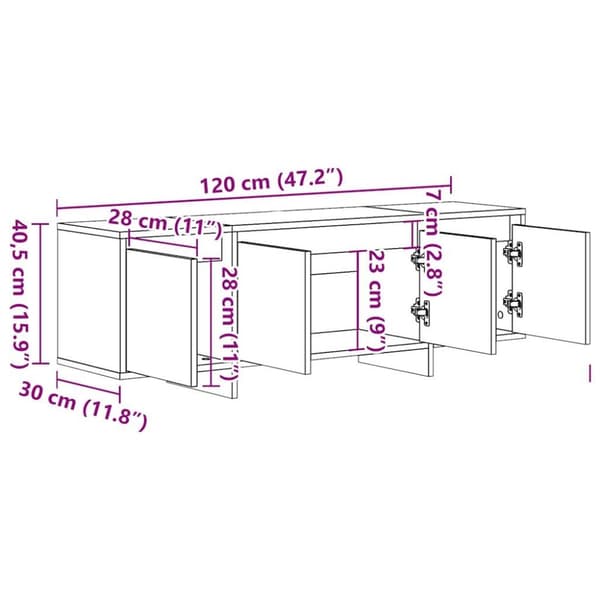 vidaXL TV-benk artisan eik 120x30x40,5 cm konstruert tre