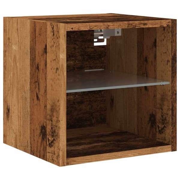 vidaXL TV-seinäkaappi LED-valoilla vanhaa puuta 30x28,5x30 cm
