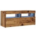 Miniatyrbillede 4 af 11: vidaXL tv-bord m. LED-lys 90x35x40 cm konstrueret træ antikt træ